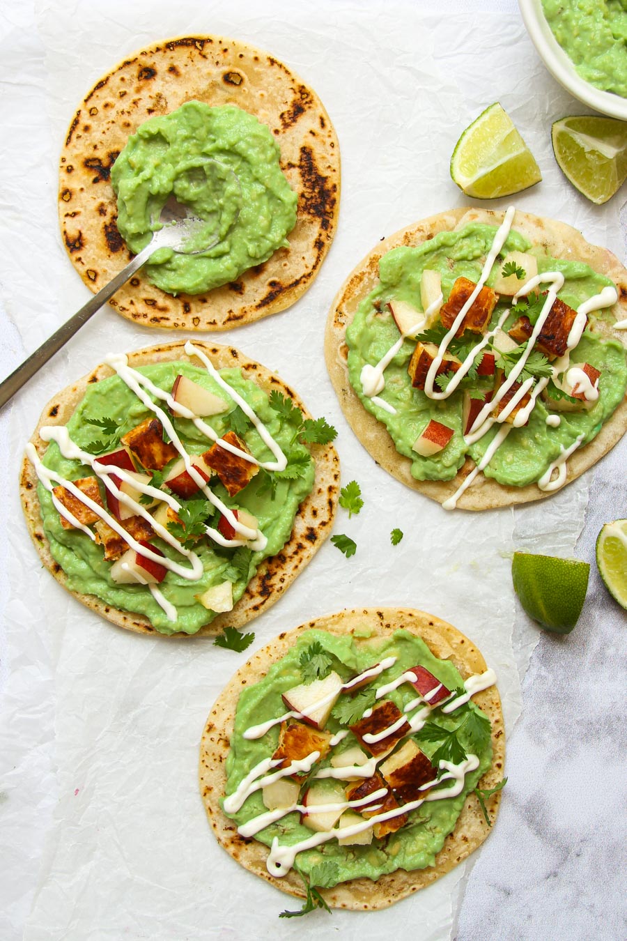 Easy avocado and halloumi tacos recipe