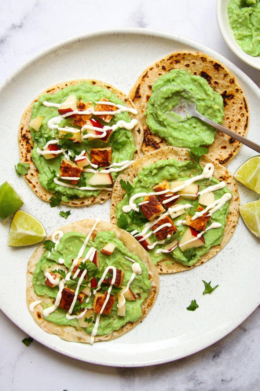 Tacos with Halloumi and Avocado Sauce