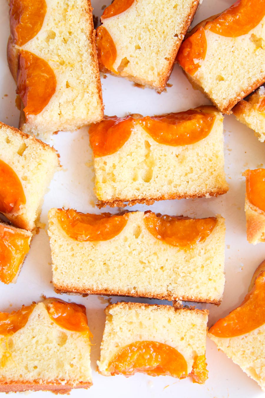 Almond cake with apricot and vanilla bean syrup