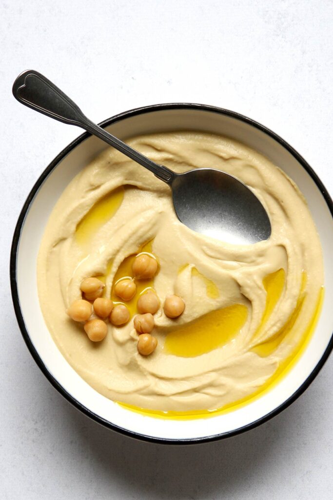 bowl with creamy hummus