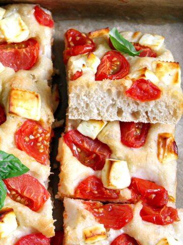 Focaccia with tomatoes and focaccia