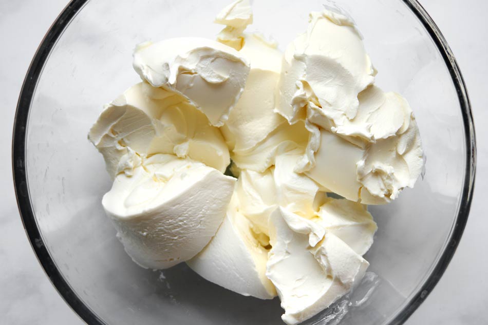 softened cream cheese in bowl