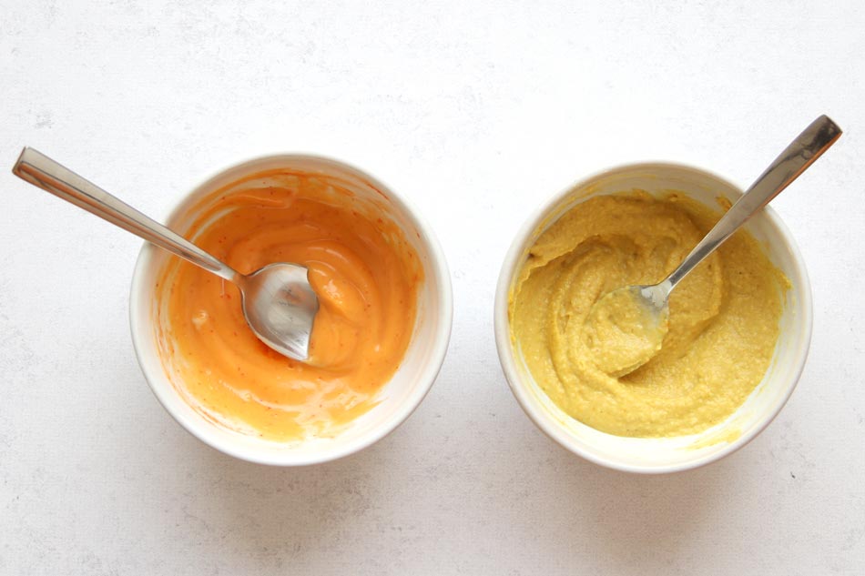 Sriracha Mayo and curry hummus