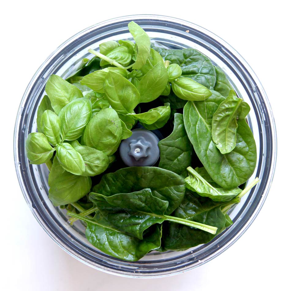 Fresh herbs in food processor