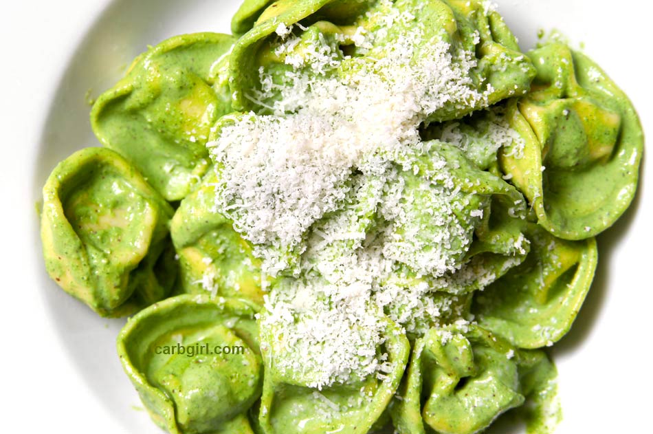 Tortellini with Basil Spinach Sauce