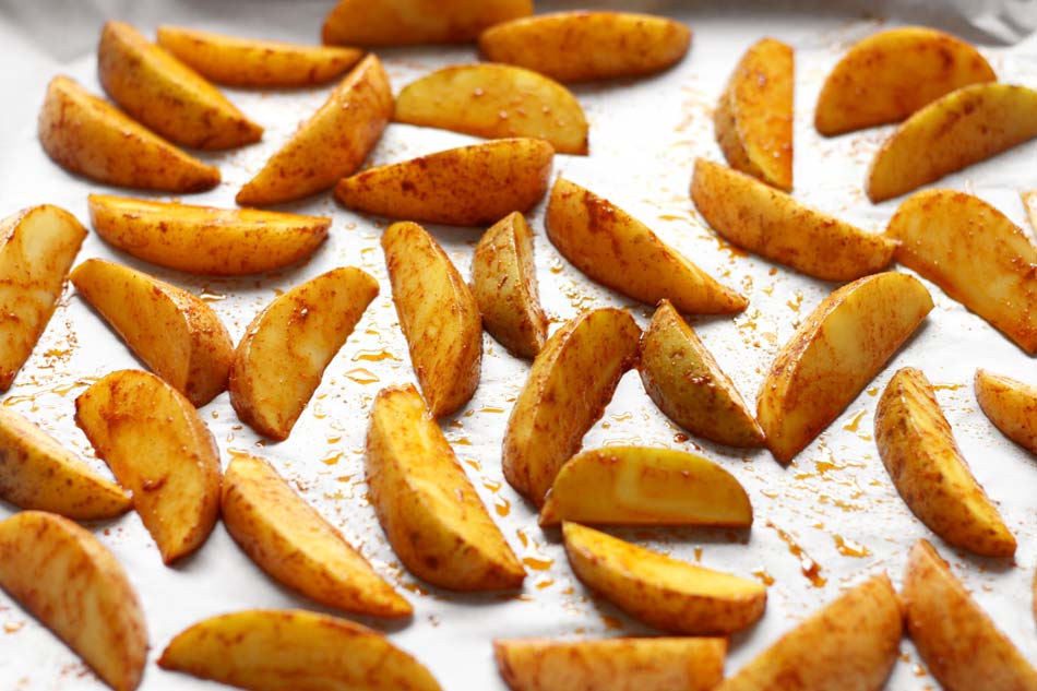 potato wedges on sheet
